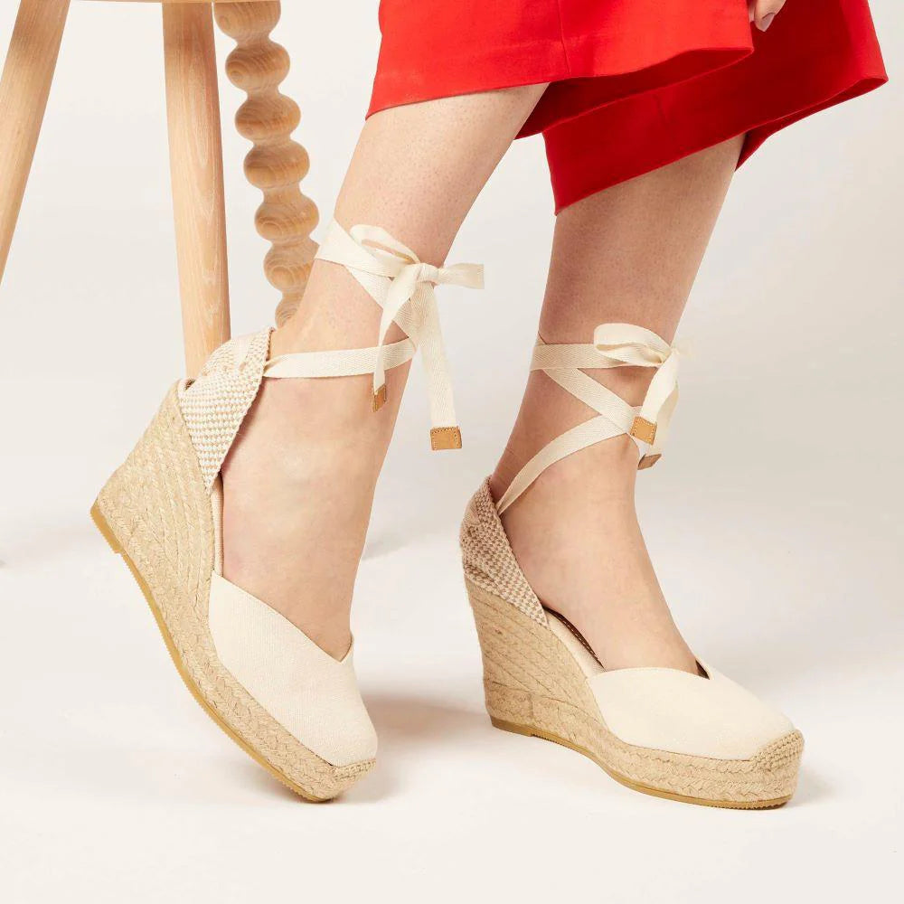 Alyssa Wedge Espadrille Sandals - Beige