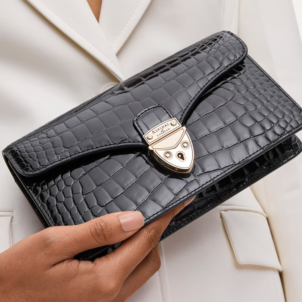 Mayfair Clutch Bag  - Black Patent Croc