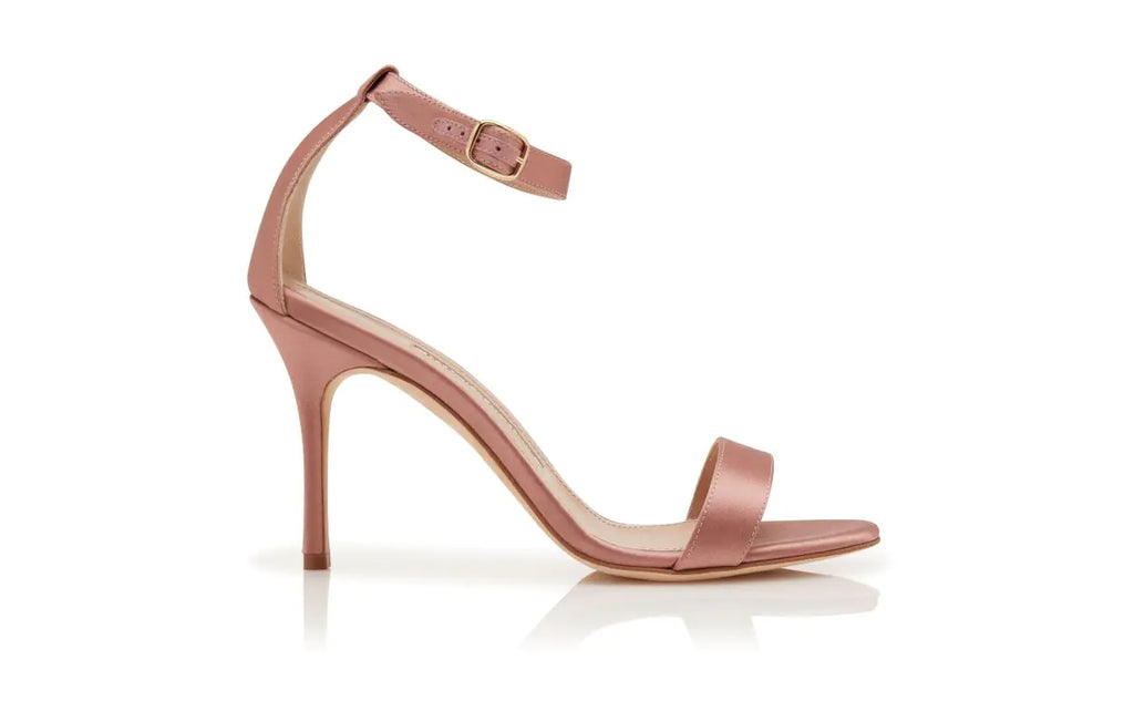 Light Pink Satin Ankle Strap Sandals