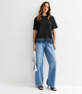 Black Lace Hem Boxy T-Shirt